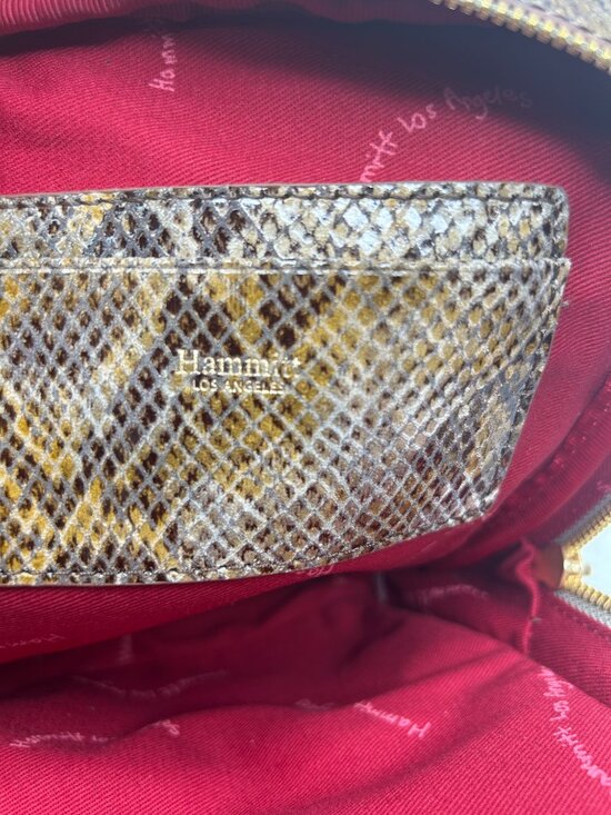 HAMMITT Mini Backpack in Brown Snakeskin Print with Gold Studs